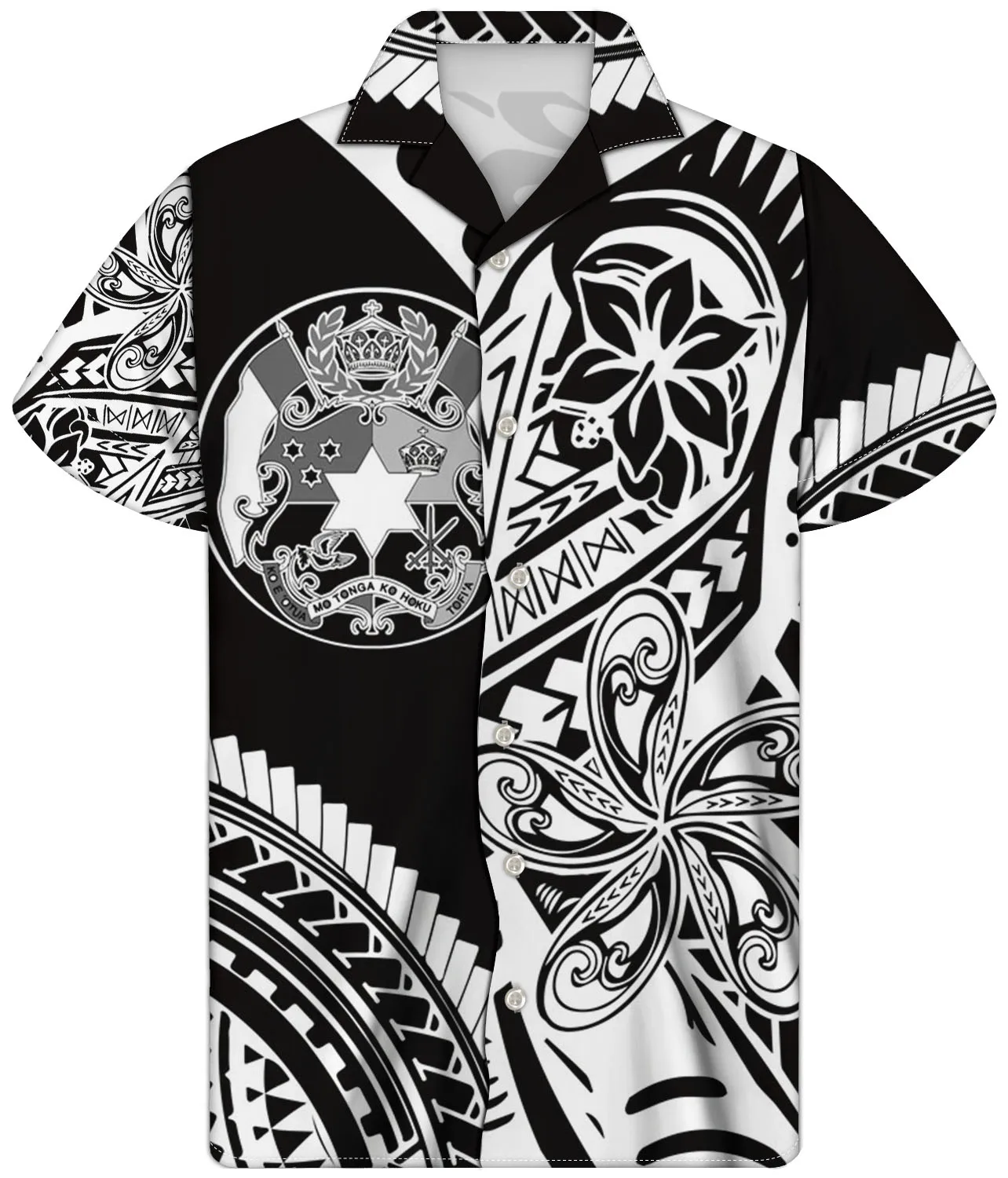 

Custom Vintage Hawaii Polynesian Tribal Fabrics Designer Shirts For Men Sublimation Cuban Collar White Shirts Fashion Men Shirt