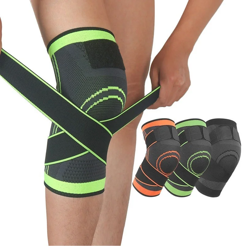 

Cheap Price Adjustable Elastic Compression Sleeve Sports Knee Pads Powerlifting Knee Brace Support with belt, Green,black,orange, red or customized