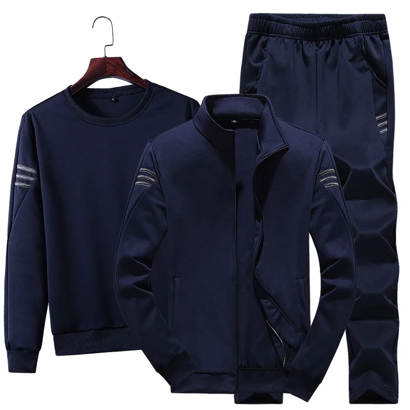

Autumn mens round neck sweater trousers Jogger outfit man Sport Wear Track suits large size leisure running three piece set