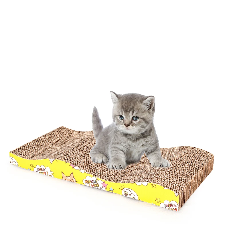 

Classic Durable Wave Shape Cat Scratch Board Toy Grinding Claw Cardboard, As photo