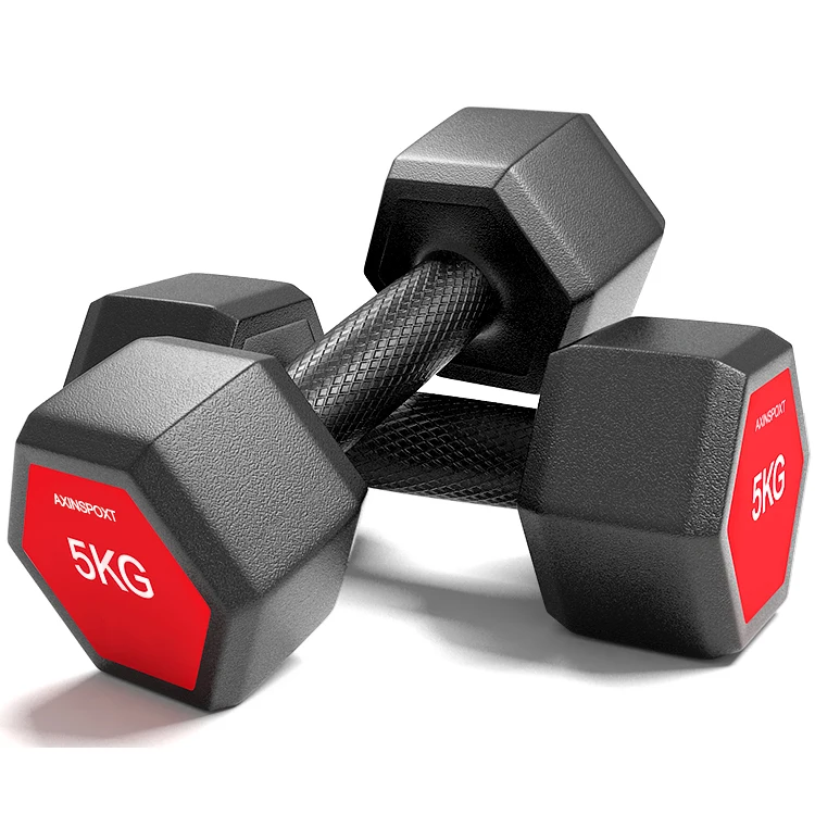 

Wholesale Rubber Coated Durable Using Hex Dumbbell Plastic Rubberized Dumbbell Pu Rubber Coated Dumbbell, Black