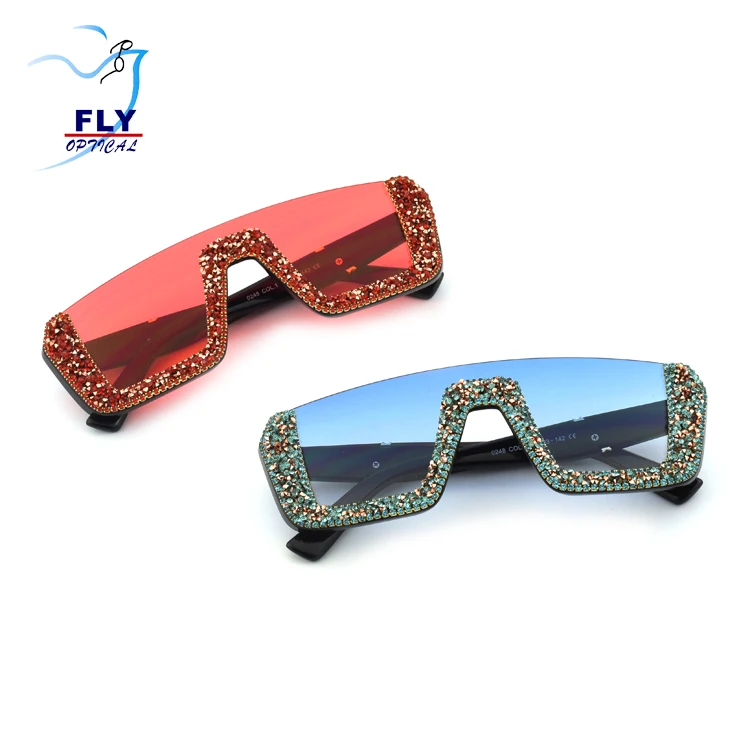 

DOISYER 2021 hot sale Rhinestone fashion Brand designed Luxury Women's Rectangle diamond sunglasses online