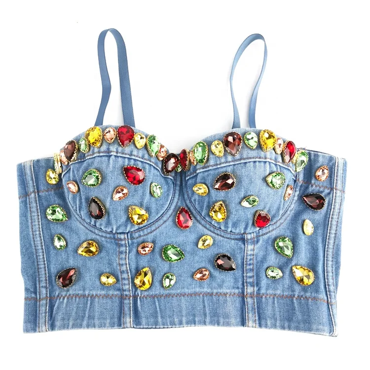 S497 Women bustier handmade Rhinestone tank top diamond beaded crop top sexy crosets denim bustier top, Black,white ,nude,red
S497 Women bustier handmade Rhinestone tank top diamond beaded crop top sexy crosets denim bustier top, Black,white ,nude,red