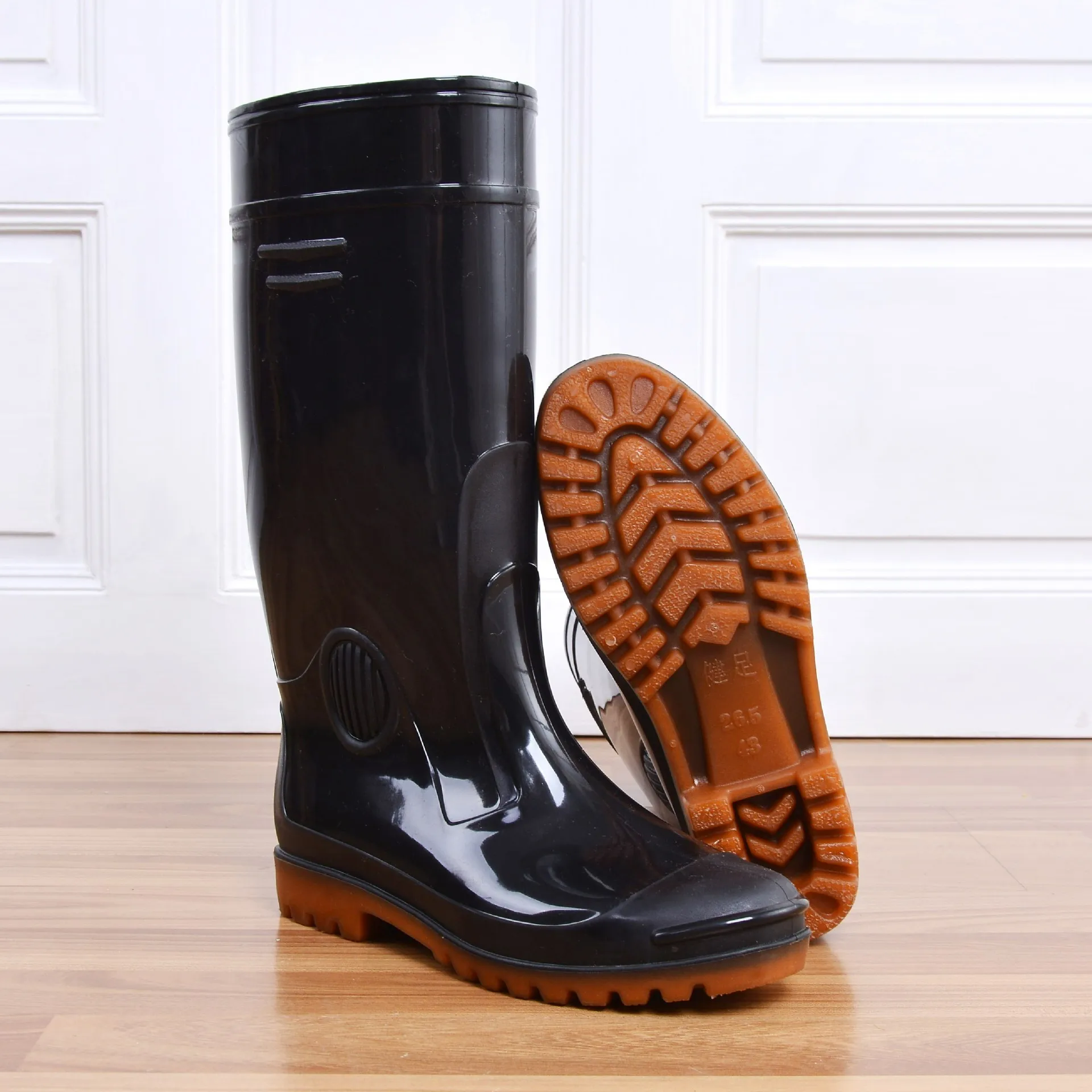 

Outdoor botas safety shoes rain boots men non-slip waterproof high rainboots worker high rainwear cheap PVC gumboots for adult, Black