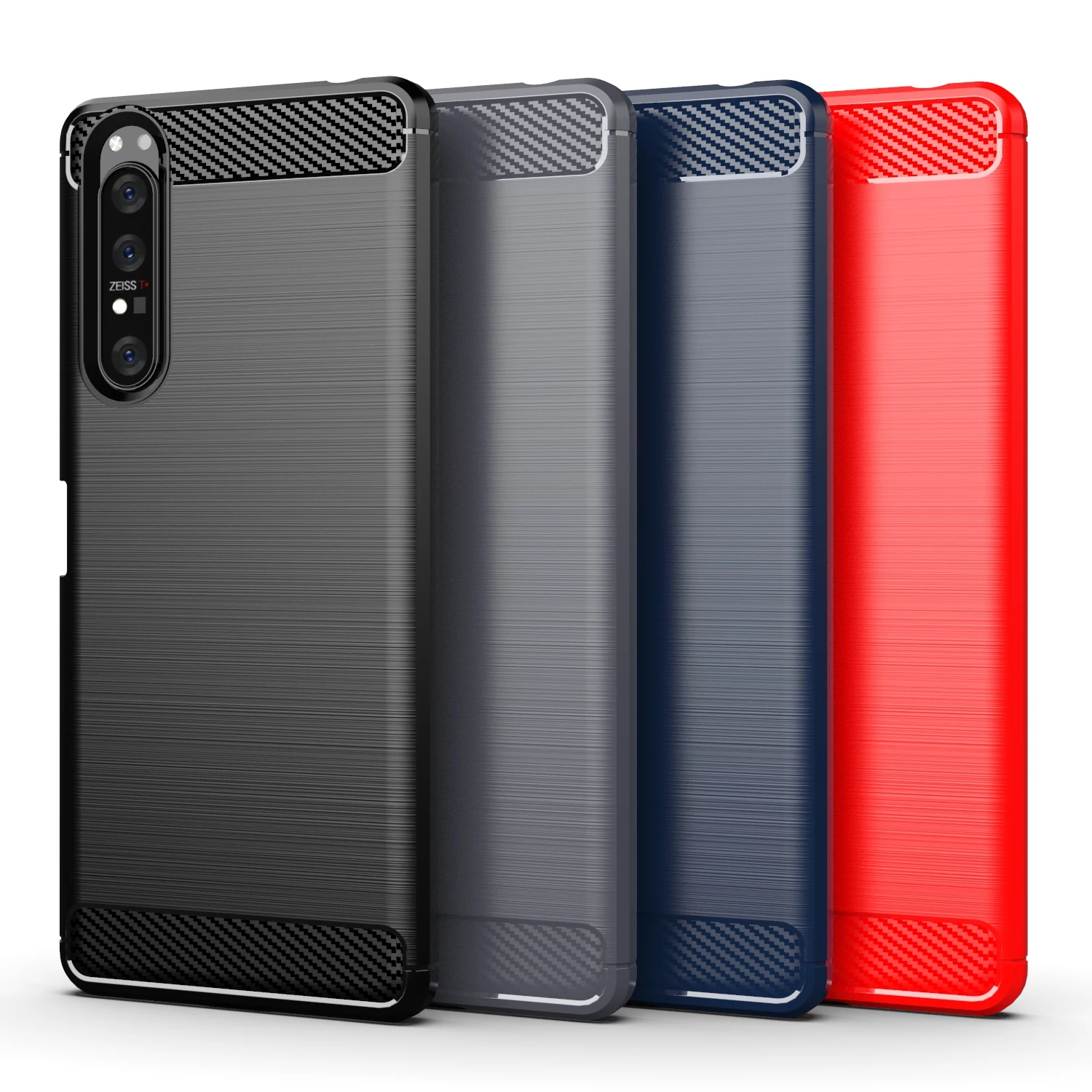 

Carbon Fiber Shockproof Soft TPU Back Cover mobile Phone Case For Sony Xperia 1 II