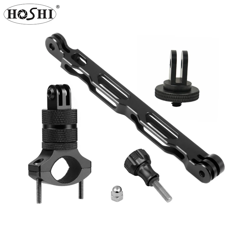 

HOSHI Bicycle alloy bracket extension mount aluminum panoramic camera motorcycle accessories for insta360 one x gopro Hero, Black