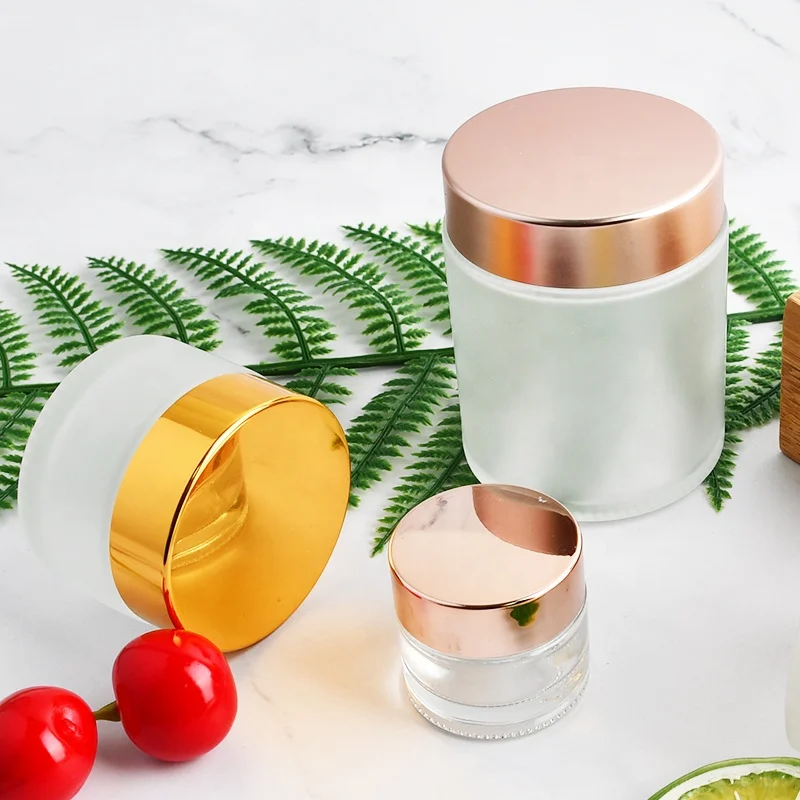 

High Quality Frosted Face Cream Container Eye Cream Glass Jar With Gold Lids