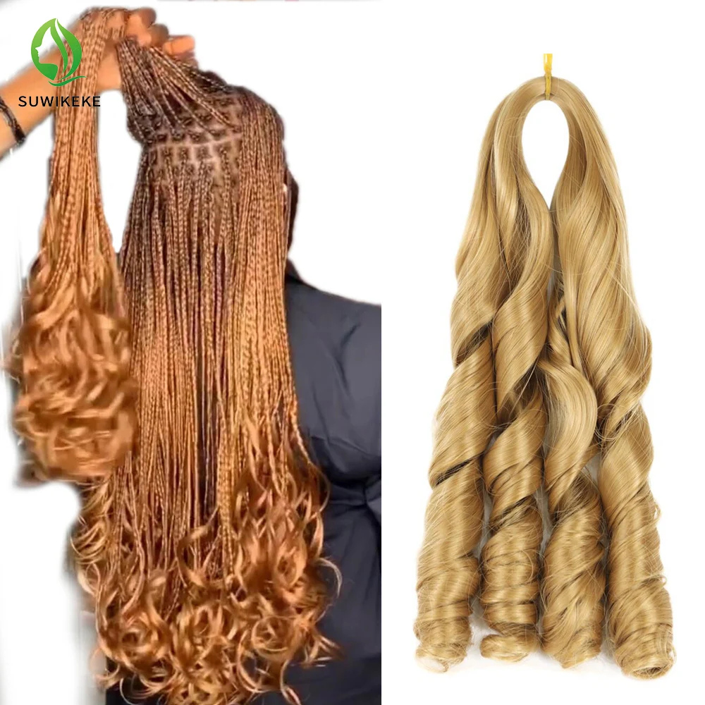 

Wholesale Loose Wave Crochet Braids Hair Bundles Spiral Curl Wavy Braids Pony Styler French Curl Braids Yaki Hair Extensions, Customized colors