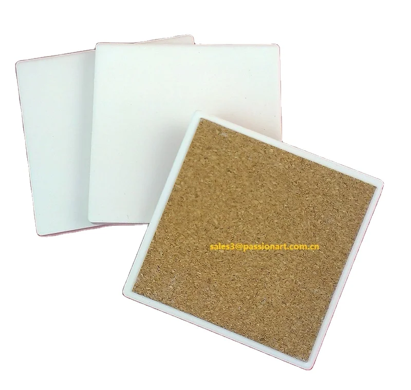 

Blank Ceramic Absorbent Square 4" coaster with cork back for printing
