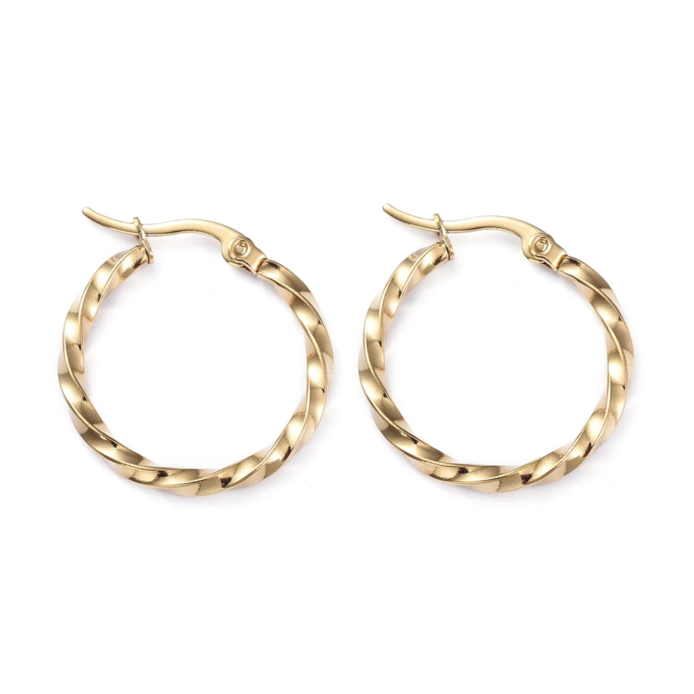 

PandaHall 201 Stainless Steel Thin Twisted Ring Hoop Earrings