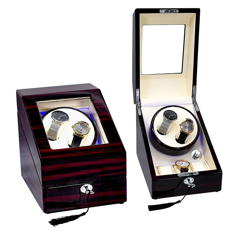 

Factory Wholesale 2+3 Luxury Lacquer High gloss Wood Box Automatic Watch Winder Motor