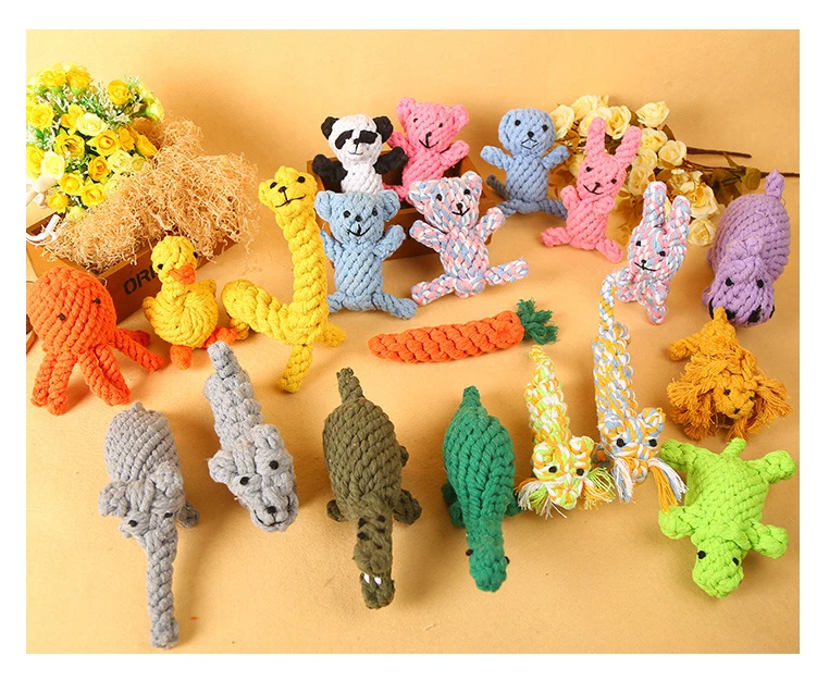 

Wholesale High Quality Durable funny animal shape chew toy cotton rope dog toy