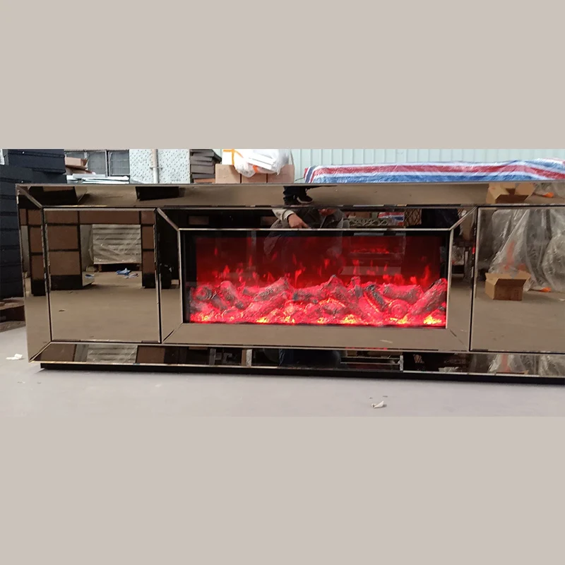 New Modern Glass Bedroom Furniture Mirrored Silver Tv Stand Unit