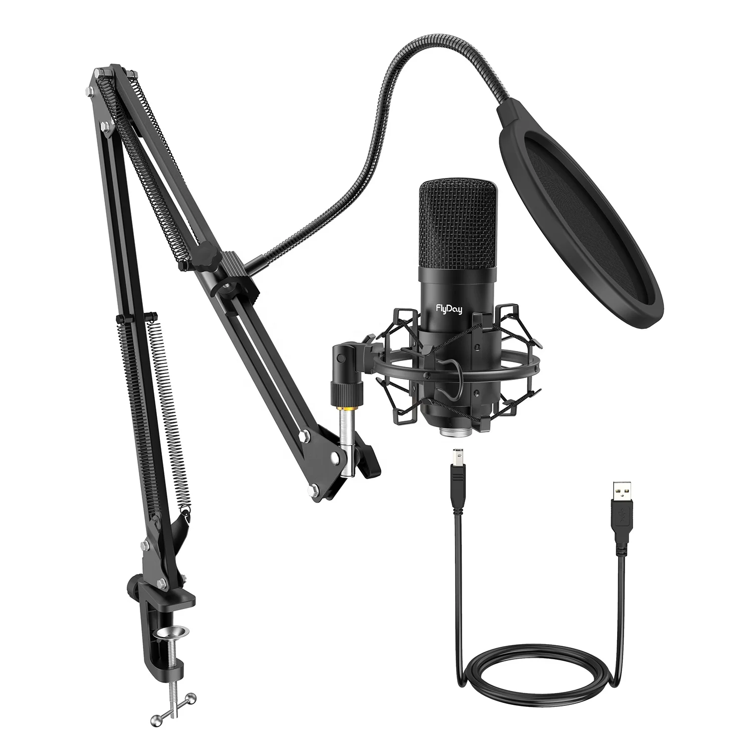 

Flyday T730 USB Condenser Gaming Mic, Podcasting Recording Studio Podcast Microphone Kit Windows Mac OS Applicable