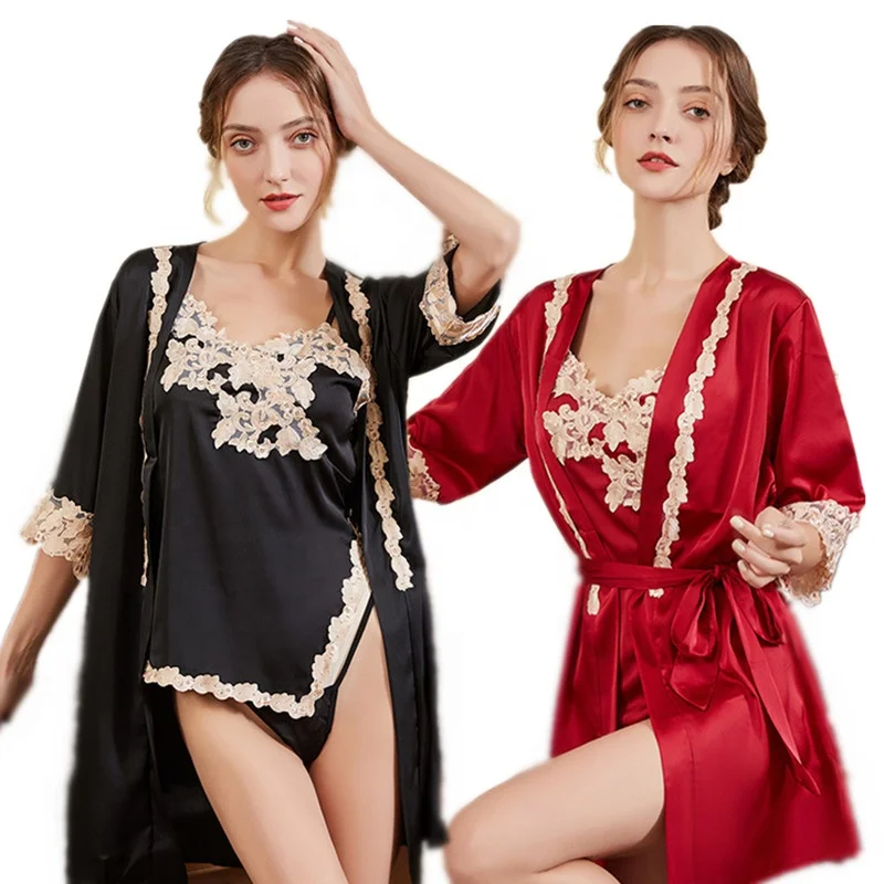 

Ladies Sexy tempts Sleep Wear Home Wear Short Dress Sleepwear Bridal Robe Silk Bathrobe Erotic Lingerie Sets