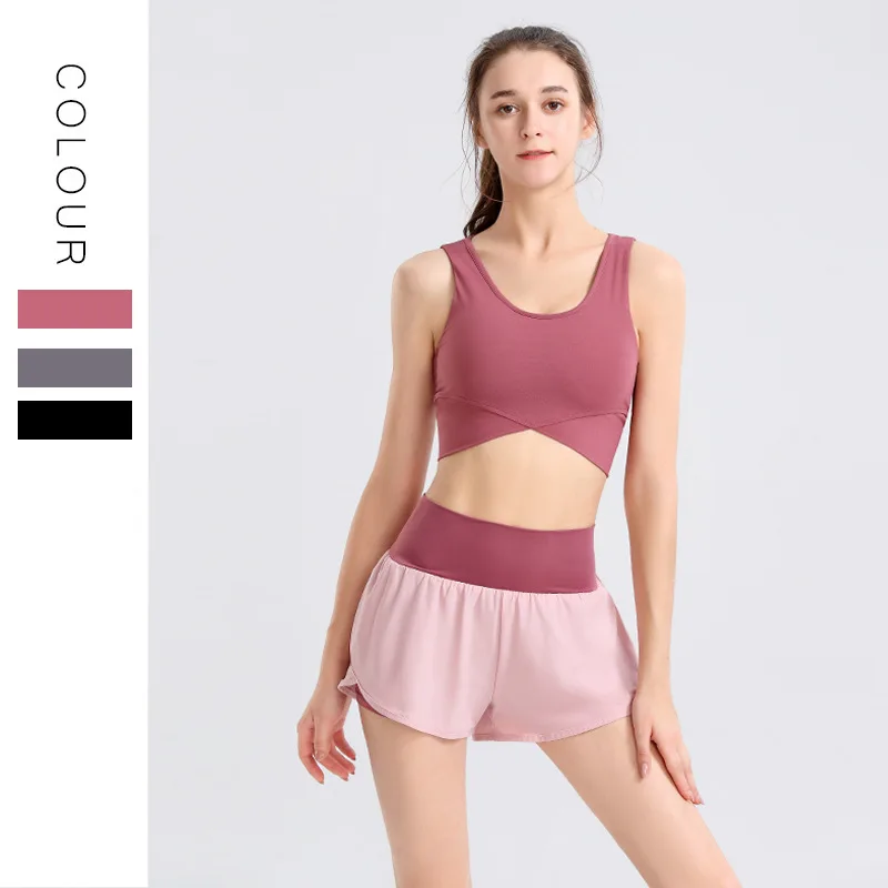 

2021New Arrival Sports Yoga Clothing Suit Fitness Sexy Sports Bra Skirt Short Tennis Sports Yoga Set, Customized colors