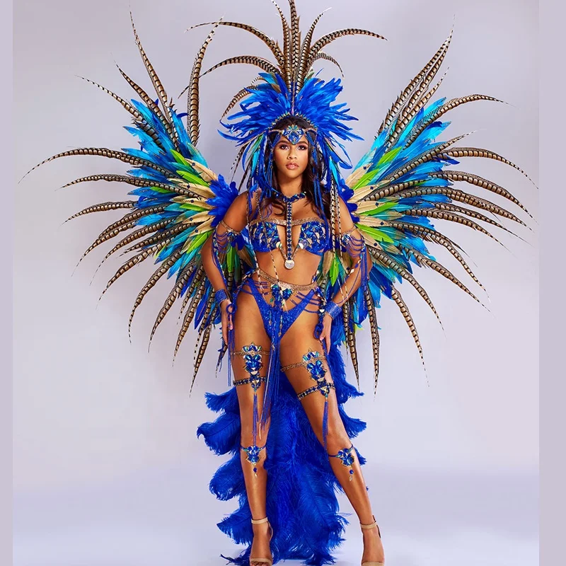 
fantasy party big backpack feather headpiece queen carnival wire costumes 