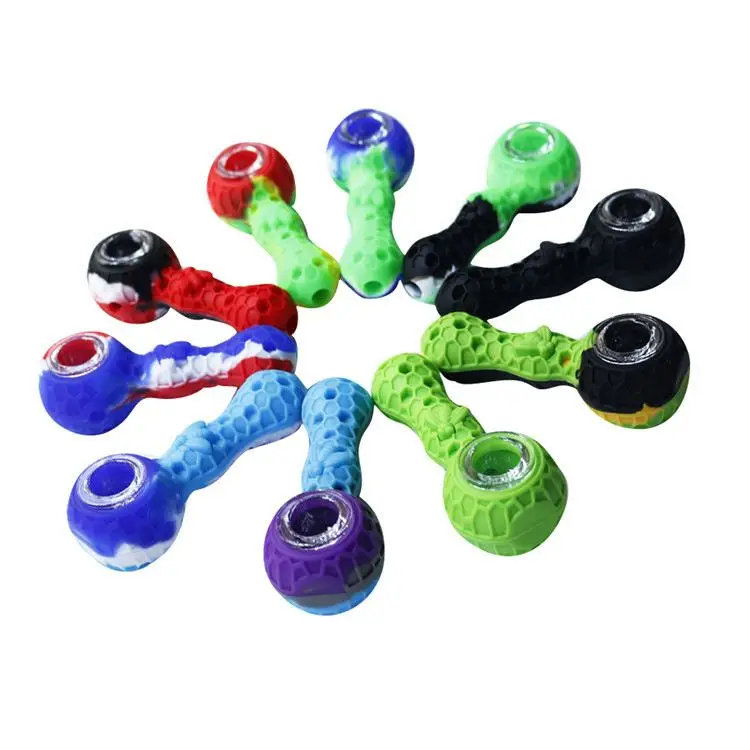 

2021 Portable Bee Honeycomb Silicone Pipe Edible Grade Silicone Eco-friendly Camouflage Pipe, Picture