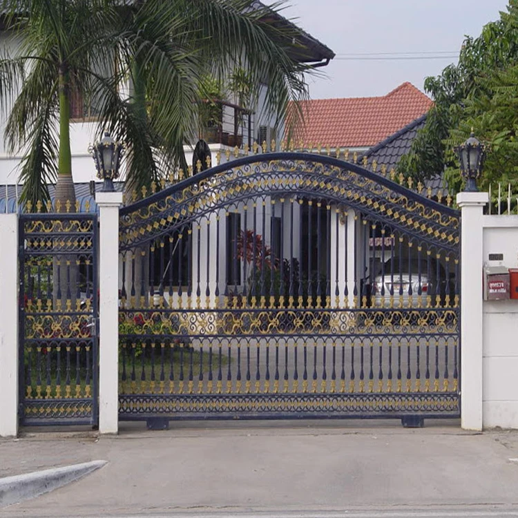 

HS-MG11 new models house fancy boundary wall fence gates door design electric sliding wrought iron grill driveway gate, As your requirement