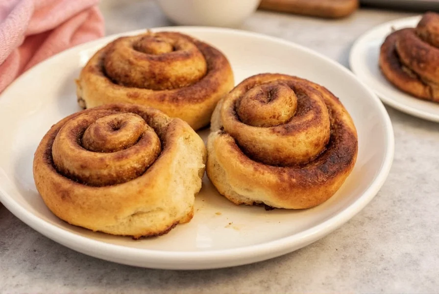 Texas cinnamon rolls on cast iron skillet with pecans and cream cheese glaze