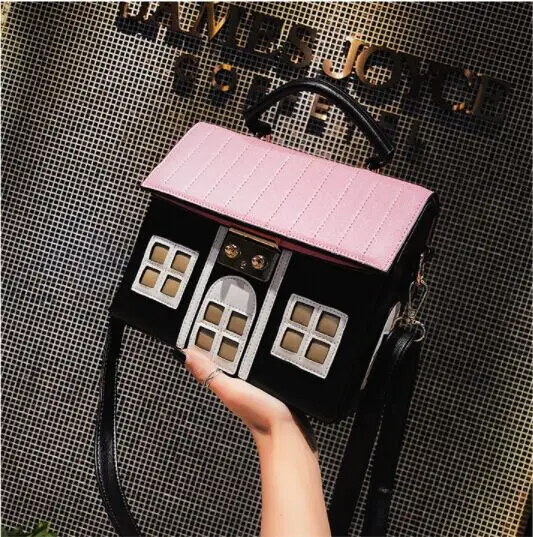 

2019 High quality women causal tote bag house shape strap crossbody bag wholesale large capacity handbag, 6 colors
