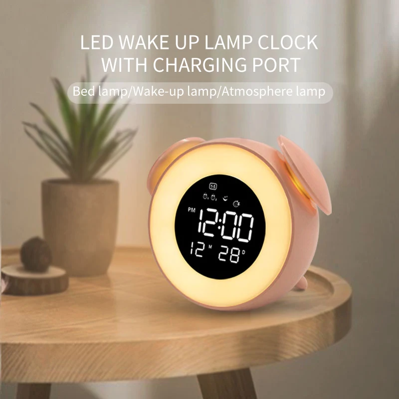 

Mini Cute Smart Wake Up Light Sunrise Cartoon Multifunctional Alarm Clock for Kids