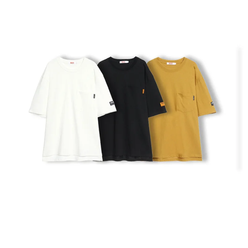 

Men Summer Unisex Custom Logo Loose Hip Hop T Shirt With Pocket