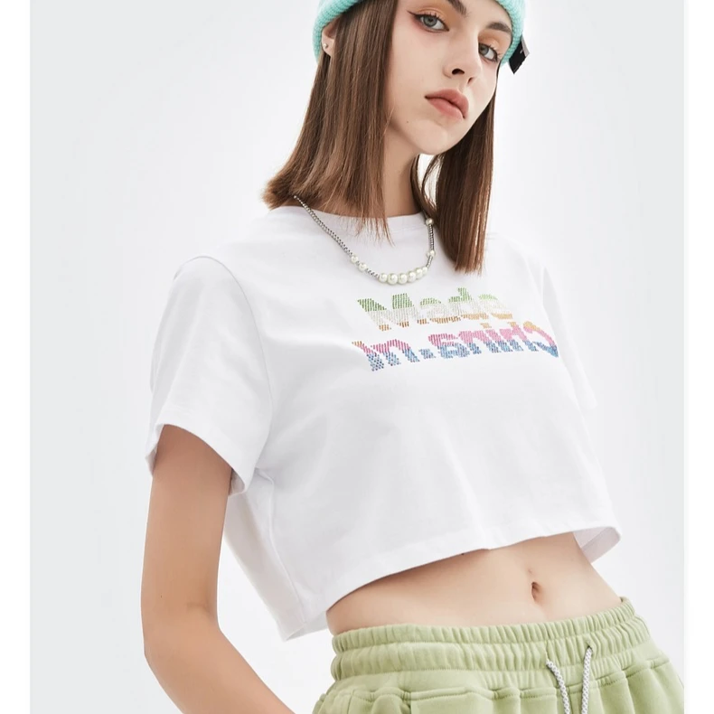 

Women girls' Casual Sport Organic cotton cropped t-shirt