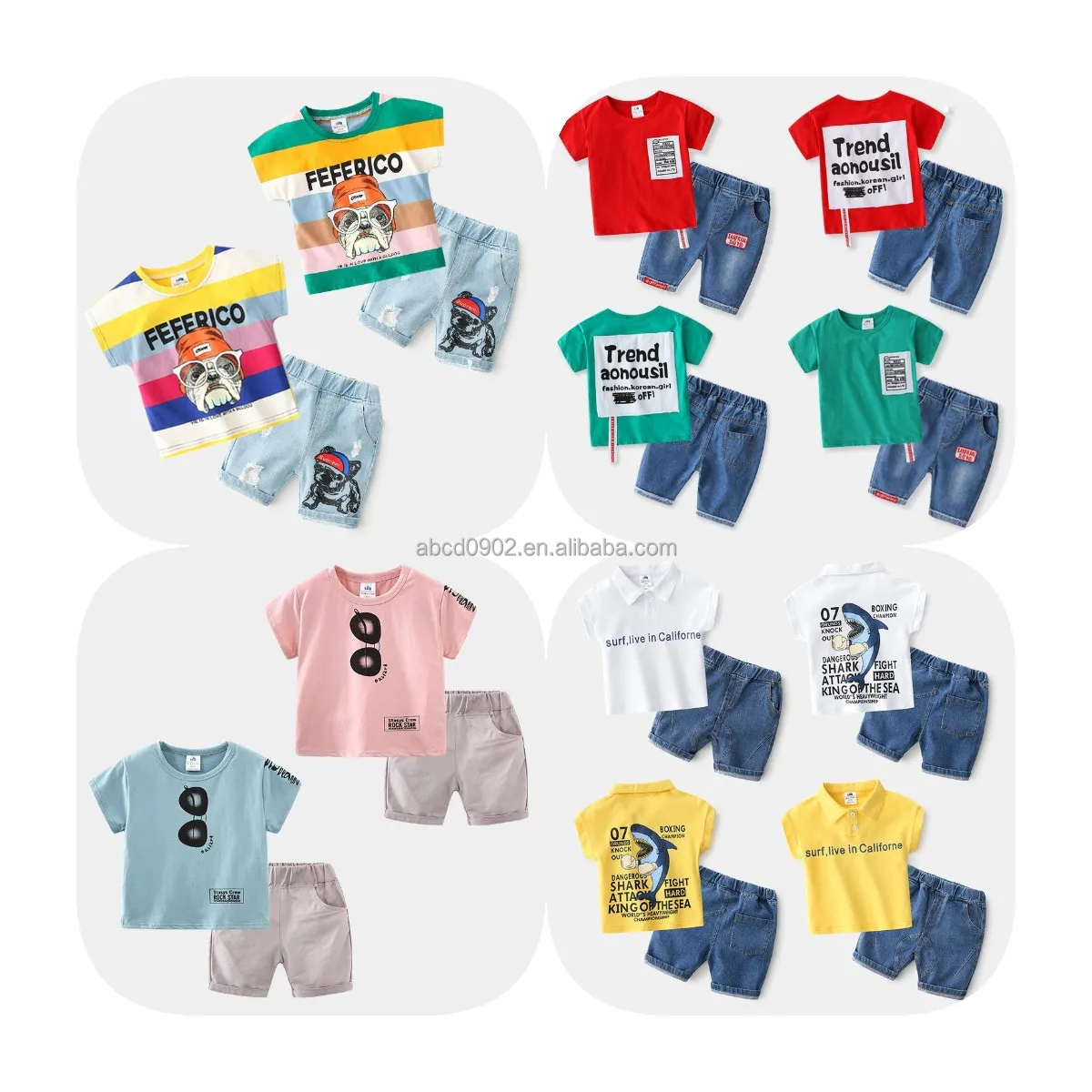 

Children's fashion boy's baby short sleeve set summer breathable cotton children's T-shirt with discount price, Picture shows