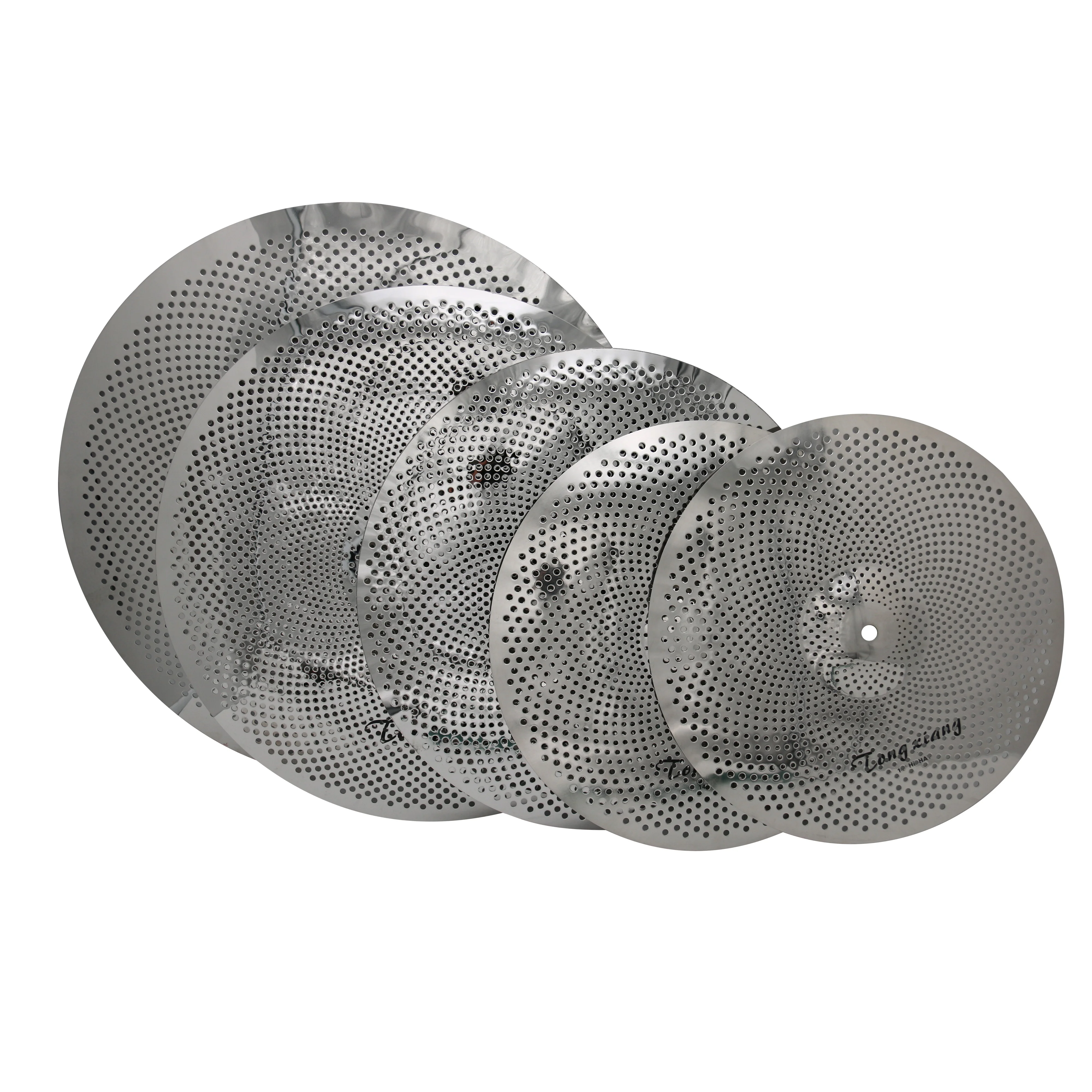 Polished Professional Low Volume Cymbals Silver Color 5-Piece Cymbal Set with 14''-20'' Diameters