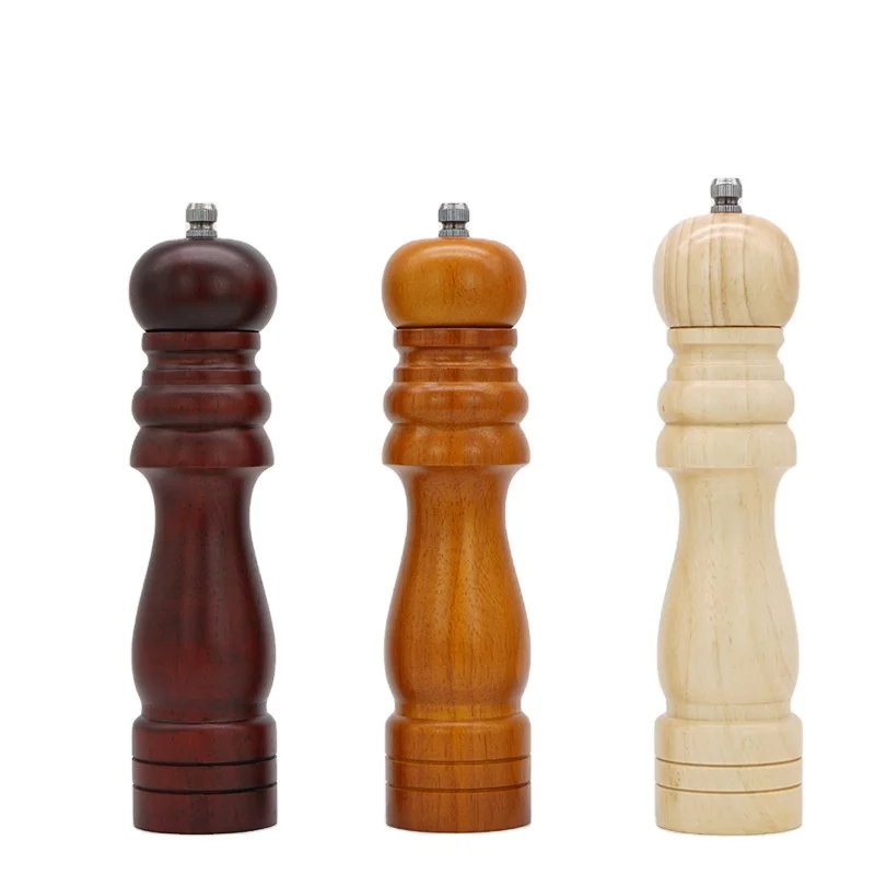 

DD010 Pepper Grinder Rubber Burnisher Solid Wood Powder Condiment Bottles Tank Abrader Manual Pepper Mills, 3 colour