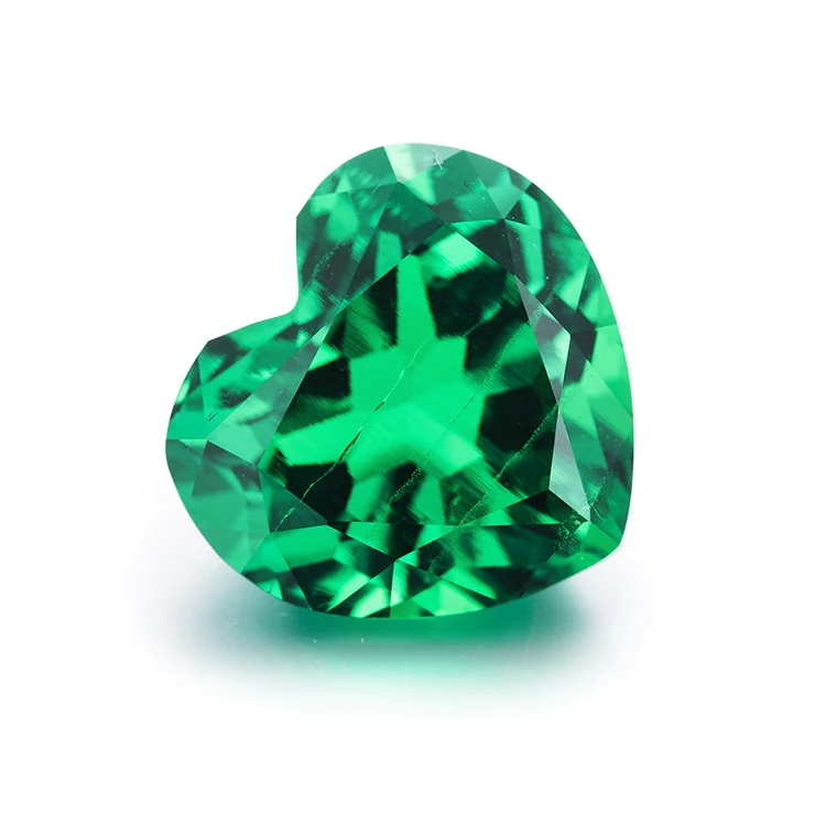 

Hot Precious Loose Gemstones Colombian Green Color Emerald Heart Cut gem Stones Price, Vivid green