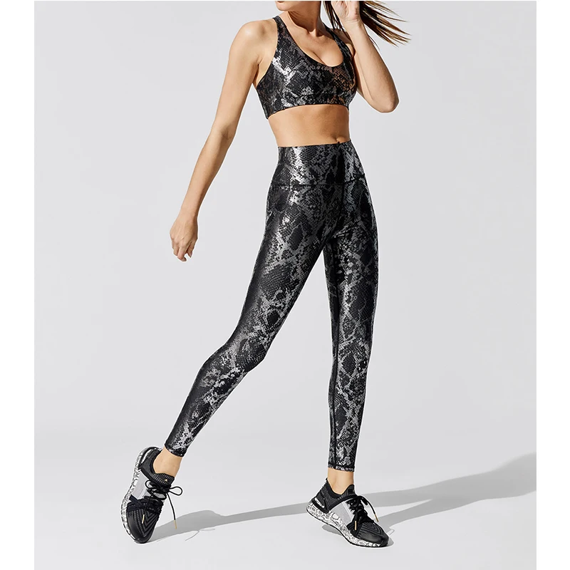 

Weekly sale snakeskin Yoga Pants & Tops | Yoga Clothes gym sets high waisted legging and sports bras set