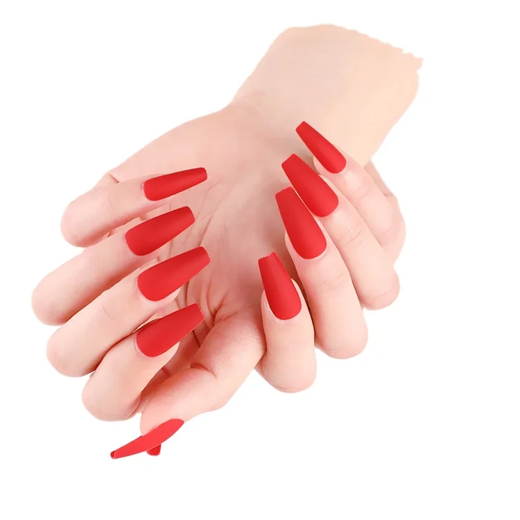 

OMG pinky Frosted Extra Long Stiletto Press on Nails With Sticker, Multi color