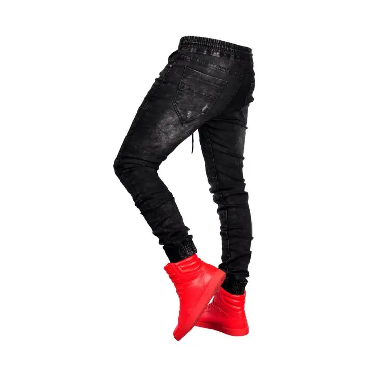 

New Ripped Jeans For Men Slim Biker Zipper Denim Skinny Frayed Pants Distressed Rip Trousers Black Jeans Homme Sustainable Jeans