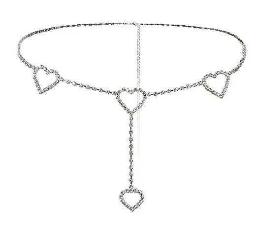 

2020 Hot sale Full Crystal Hearts Pendant Sexy Waist Belt Belly Chain for Holiday