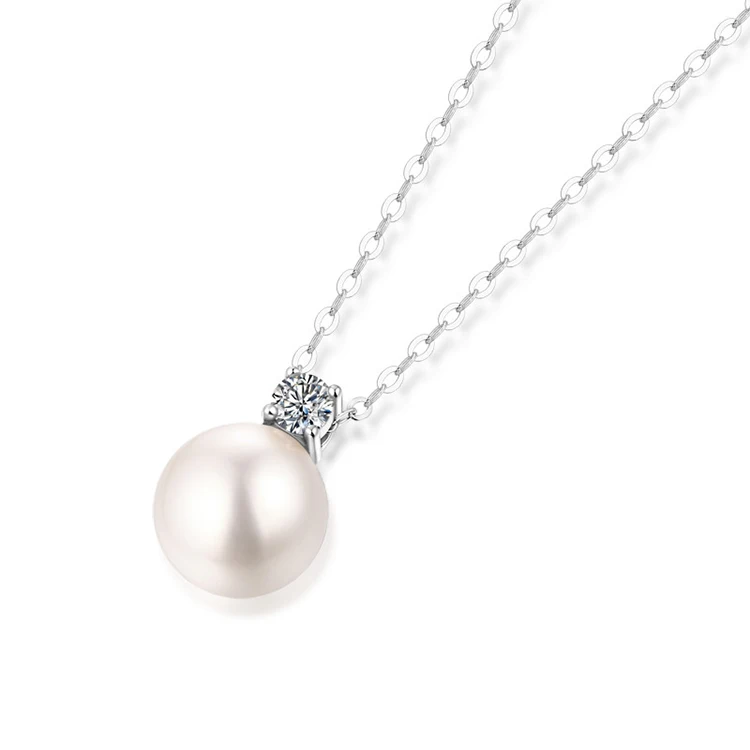 

Thriving Gems factory price white pearl necklace 925 sliver necklace pendant for gift