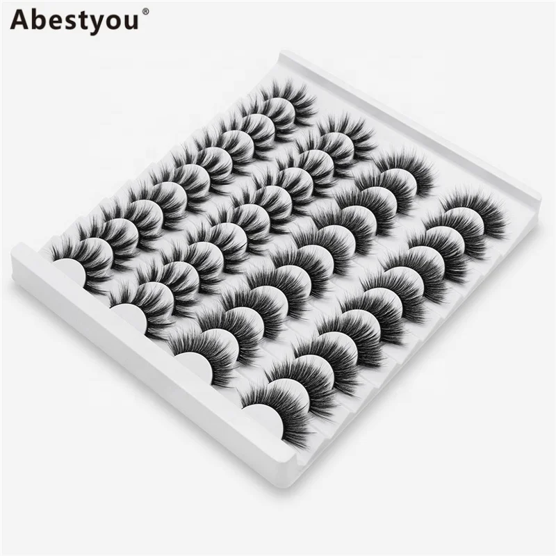 

Abestyou 20Pairs 25MM 3D Mink Hair False Eyelashes Handmade Natural Thick Long Eye 8D Lashes Wispy Makeup Extension