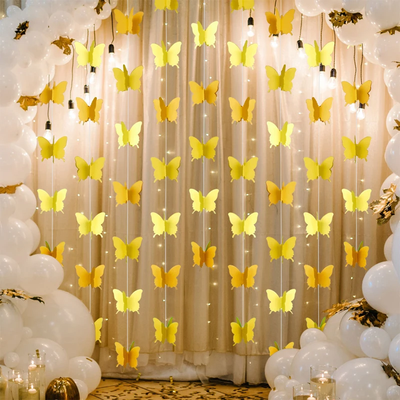 

Color double spell three-dimensional butterfly 3 meters gradient garland multi-color optional birthday party decoration