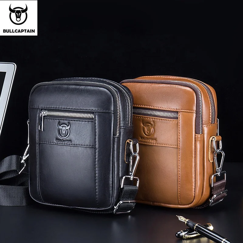 

BULLCAPTAIN Casual Men's Bags Leather Shoulder Bag Business Men's Satchel Compact Mini Messenger Bages Men