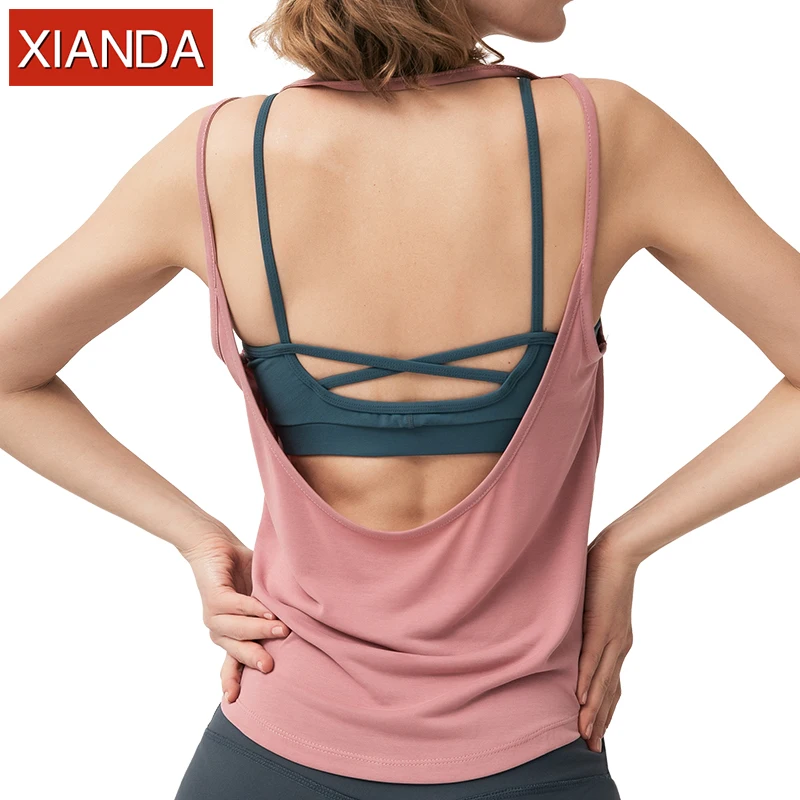 

New Fashion Workout Quick Drying Loose Vest Gym Crop Tops Wholesale Women Yoga Tank Top