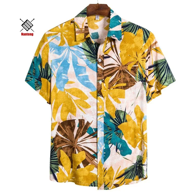 

Low MOQ Custom Wholesale Cotton Polyester Rayon Viscose Digital Printing Summer Shirts Fashion Manufactures Hawaiian