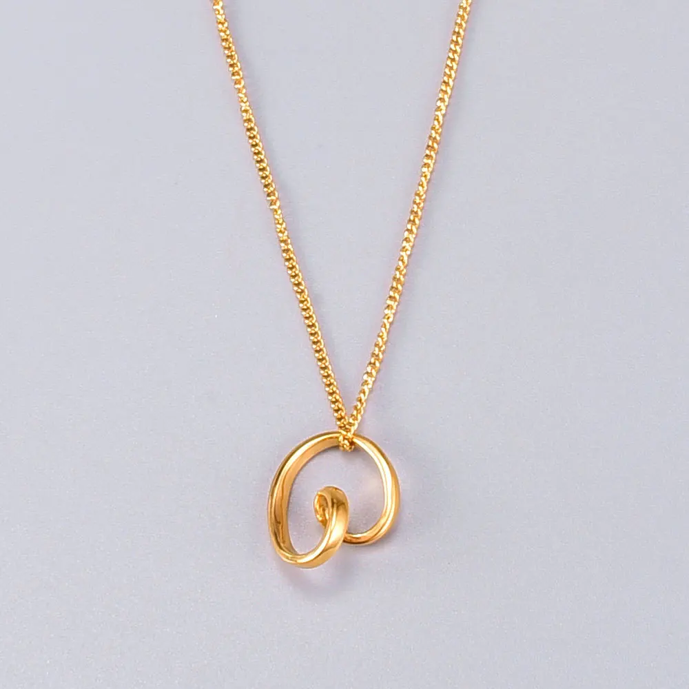 

2021 Hot Sale Design 18k Gold Plating 316L Titanium Steel Heart Pendant Necklace Geometric Twisted Chain Necklace