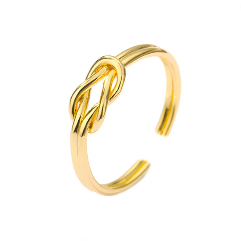 

2021 Hot Selling New Gold Silver Couple Gift Jewelry Knotted Stainless Steel Open Ring Ladies Infinite Knotted Ring
