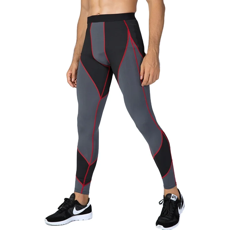 

Pro Tight Fitness Pants Quick Drying High Elastic Color Contrast Moisture-wicking Splicing Pants Mens Running Tights, Various color available