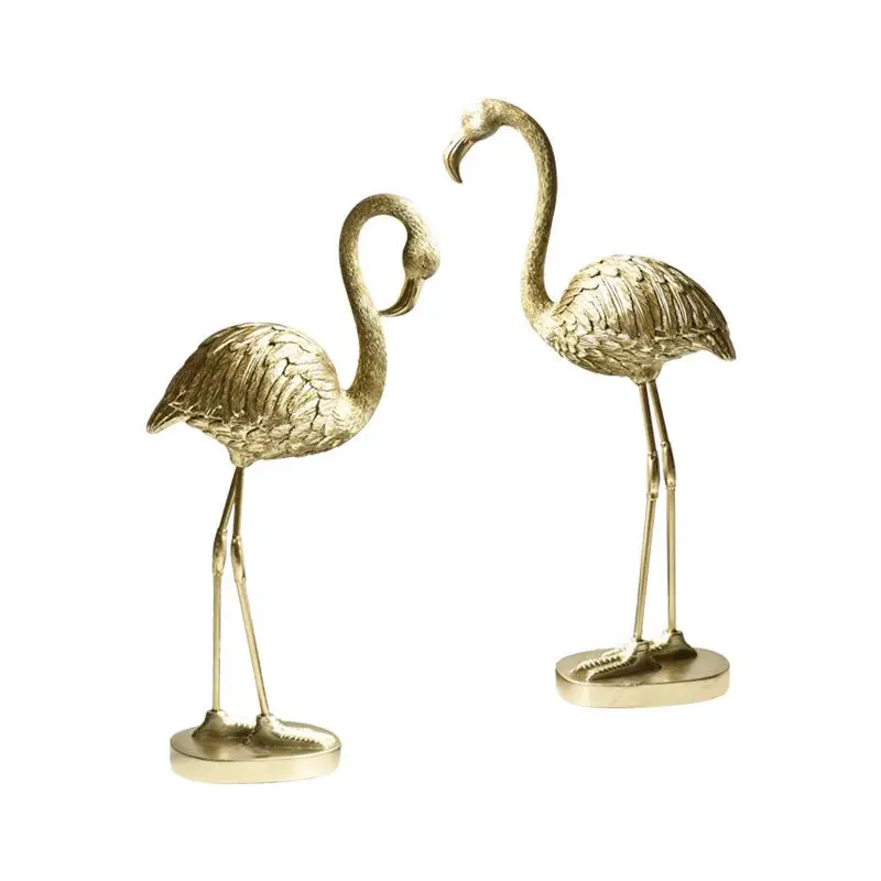 

INS light luxury home decoration resin crafts golden flamingo ornaments