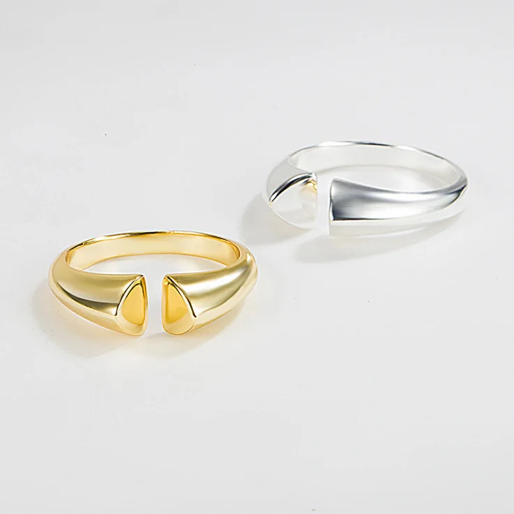 

Simple New Opening Ring 925 Sterling Silver Female Light Luxury Gold Plated Adjustable Open Ring