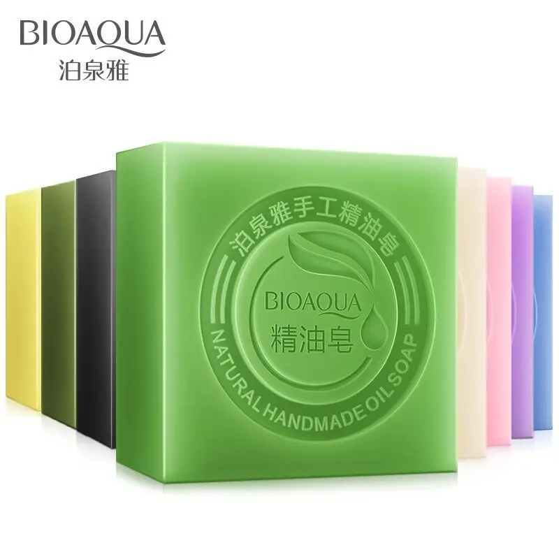 

Bioaqua Bamboo Charcoal Handmade Soap Genuine Aloe Vera Matcha Lavender Skin Cleansing Essential Oil Soap