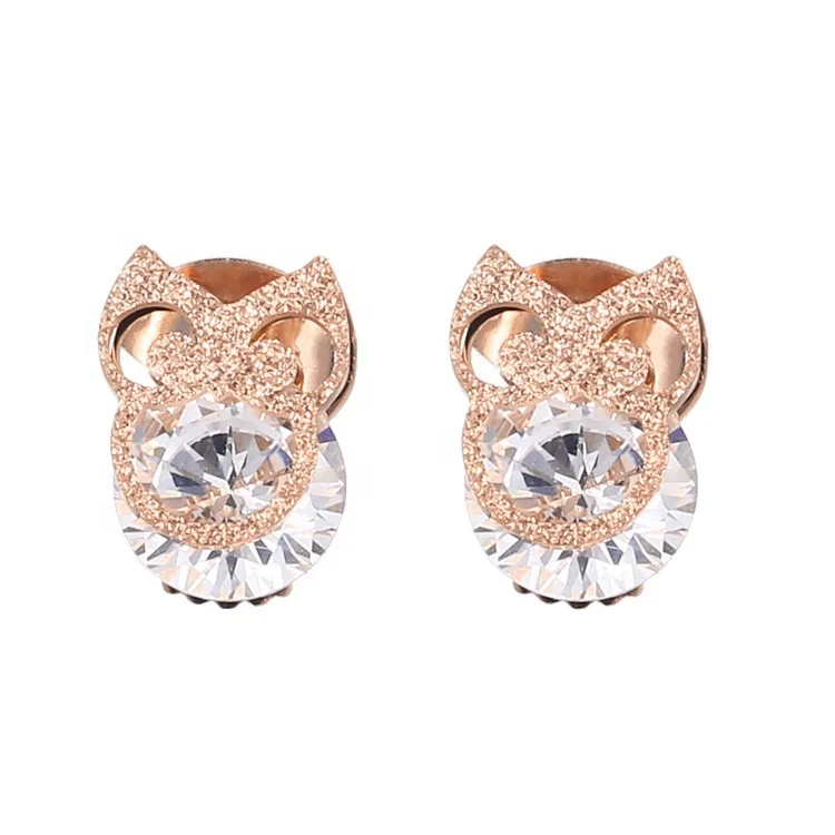 

Wholesale Cute Earring Stud Earrings PVD Plated Rose Gold Stainless Steel Earrings Gift for Children Girls