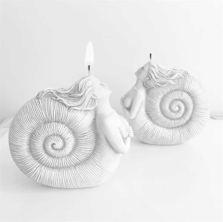 

Y3180 DIY Ammonite Woman Ancient Spirit candle silicone molds, White